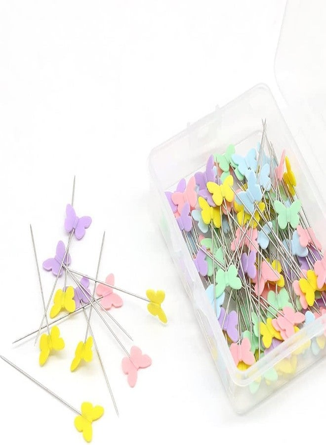 GEMSY مجموعة دبابيس Gemsy - دبابيس خياطة متعددة الرؤوس، مستلزمات خياطة أساسية، دبابيس ملابس من الفولاذ المقاوم للصدأ، دبابيس خياطة يدوية، دبابيس ملابس مقاومة للصدأ، ملحقات خياطة، دبوس قماش مستقيم (فراشة) - Image 1